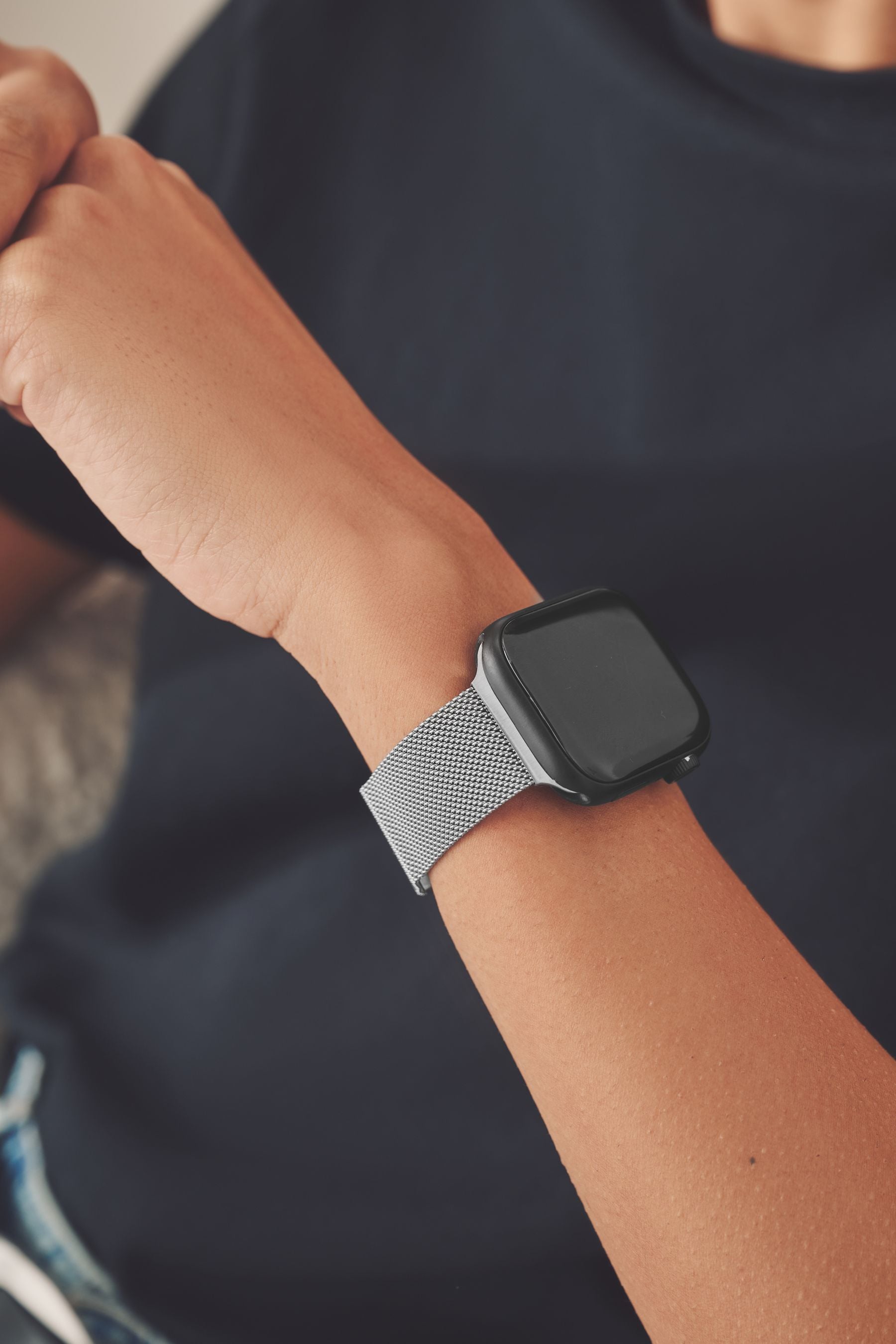 Silver Tone Mesh Watch Strap
