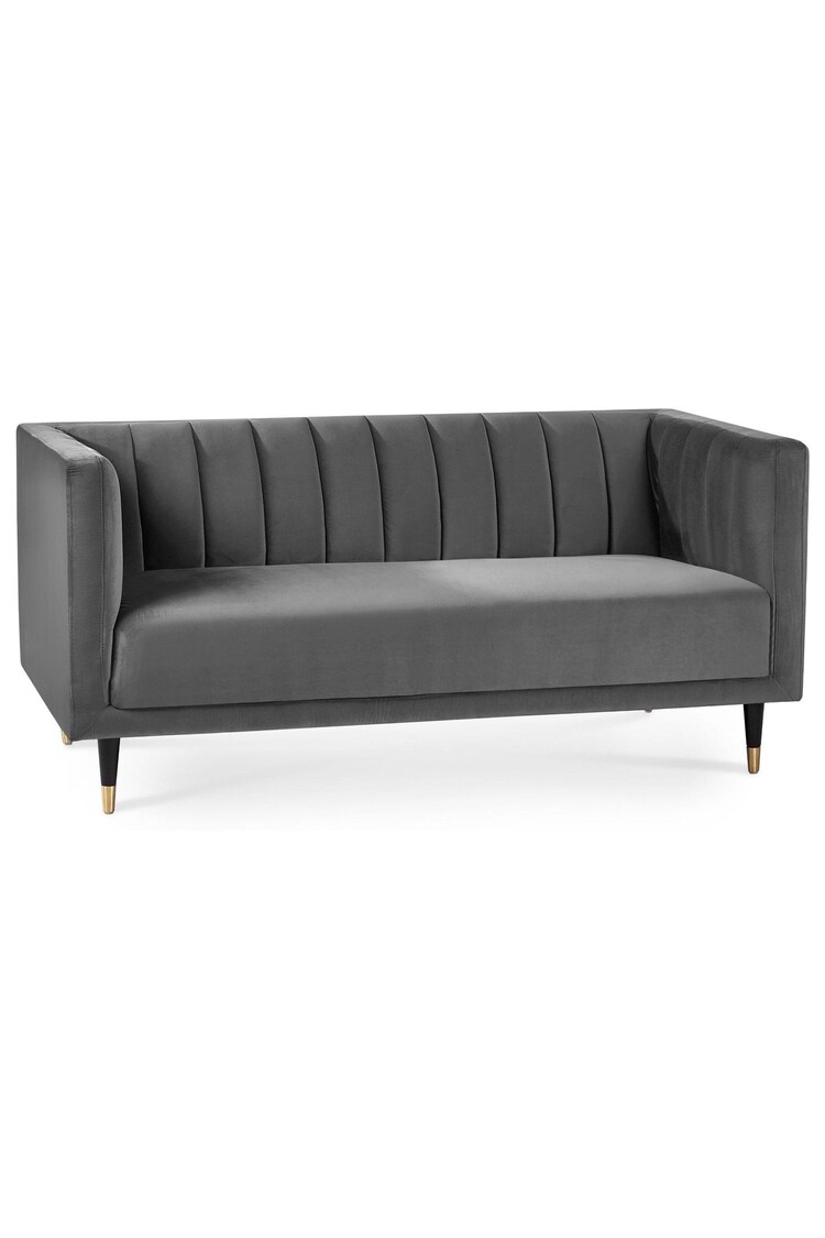 Julian Bowen Grey Salma Scalloped Back 2 Seater Sofa - Image 2 of 3