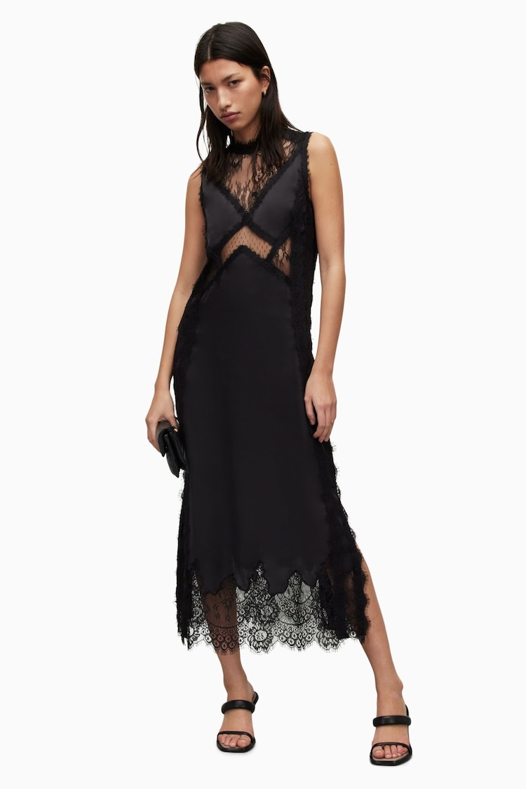 AllSaints Black Mila Dress - Image 1 of 7