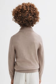 Reiss Mink Blackhall Senior Slim Fit Merino Wool Zip Neck Jumper - Image 5 of 6
