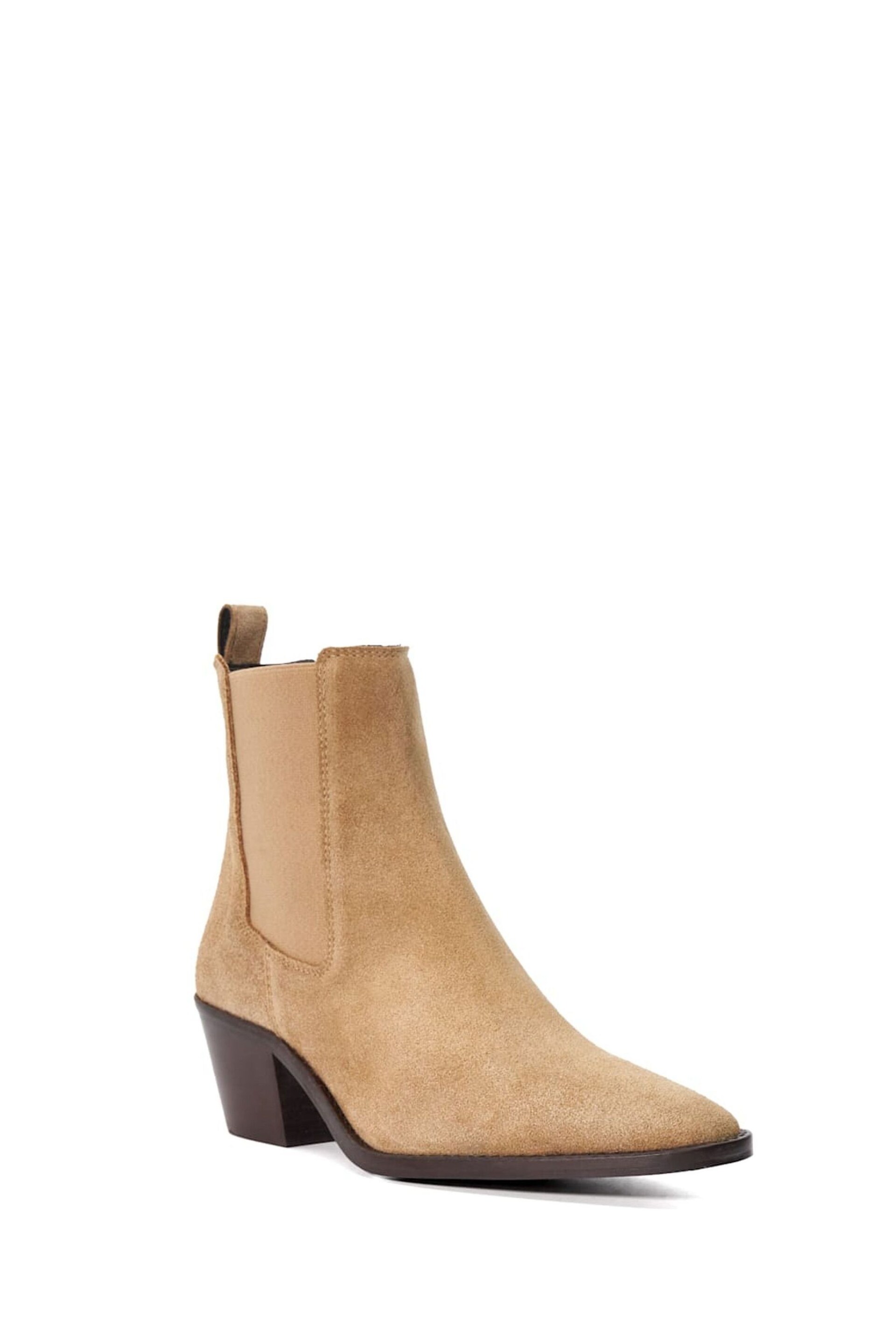 Dune London Cream Pexas Chisel Toe Low Western Boots - Image 3 of 5