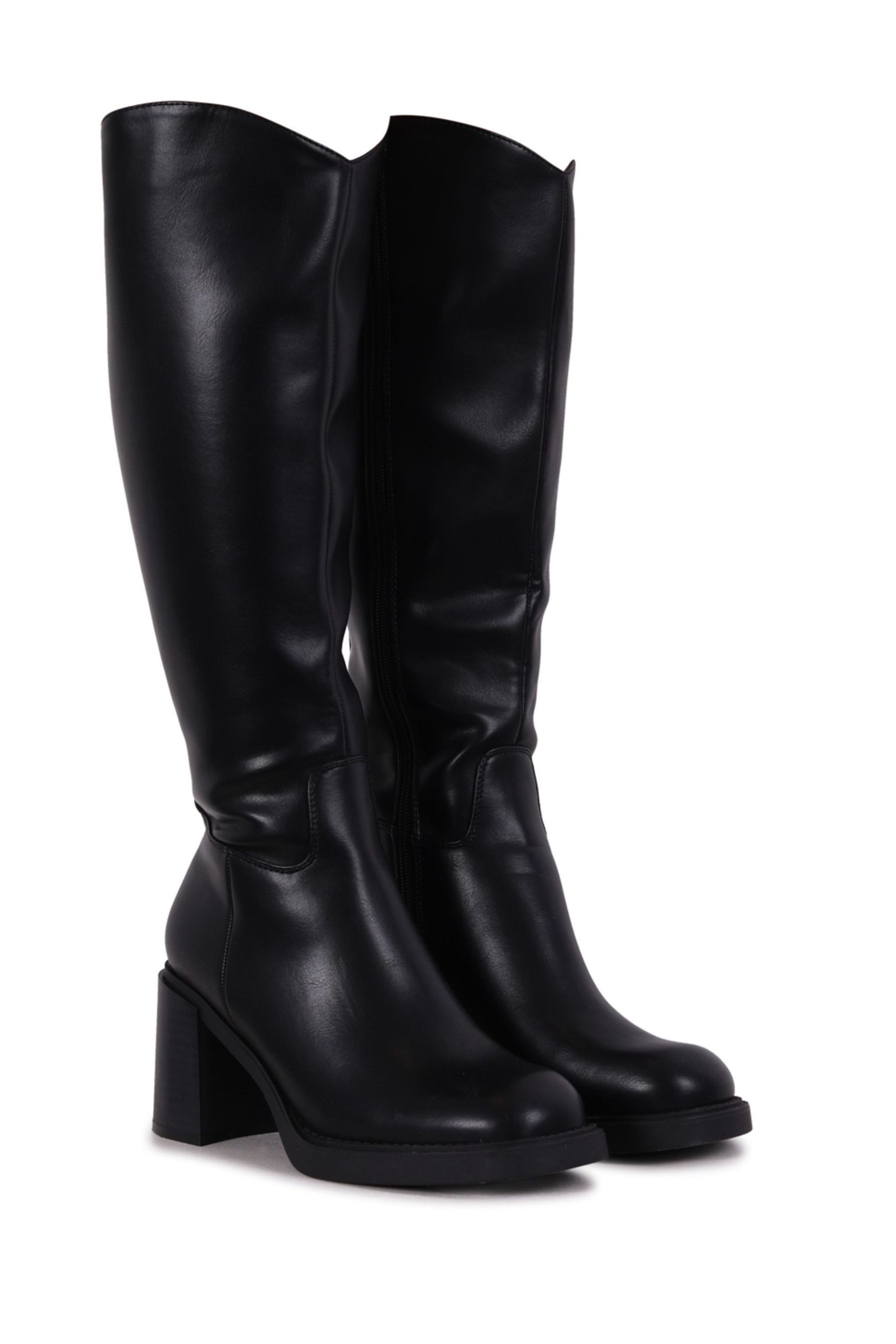 Buy Linzi Black Chicago Black PU High Leg Heeled Boots from the