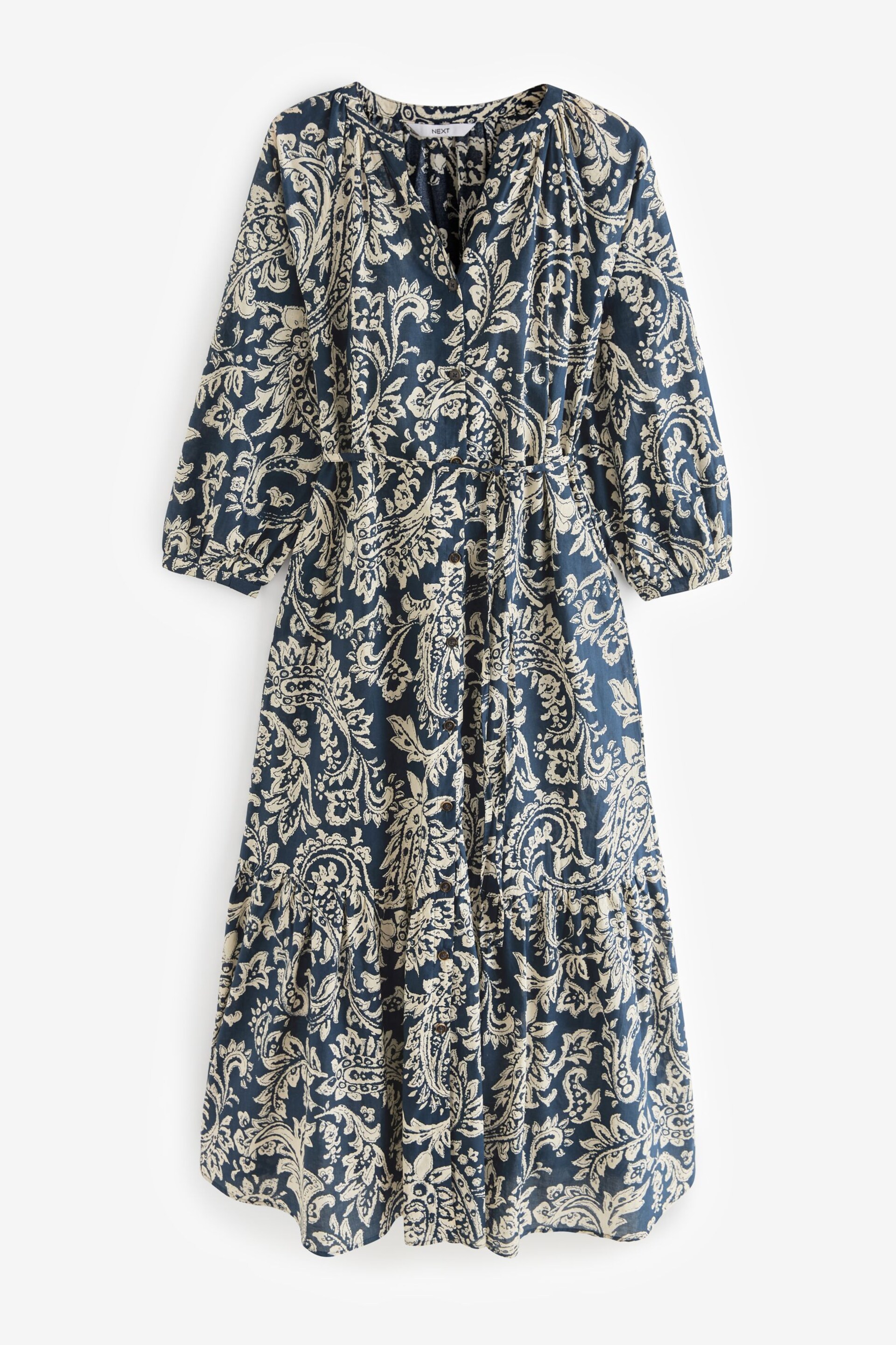 Navy 100% Cotton Long Sleeve Dress - Image 5 of 5