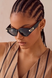Black Polarized Pearl Cateye Sunglasses - Image 1 of 5