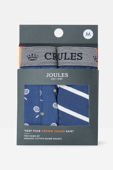 Joules Crown Joules Blue Tennis Cotton Boxer Briefs (2 Pack)