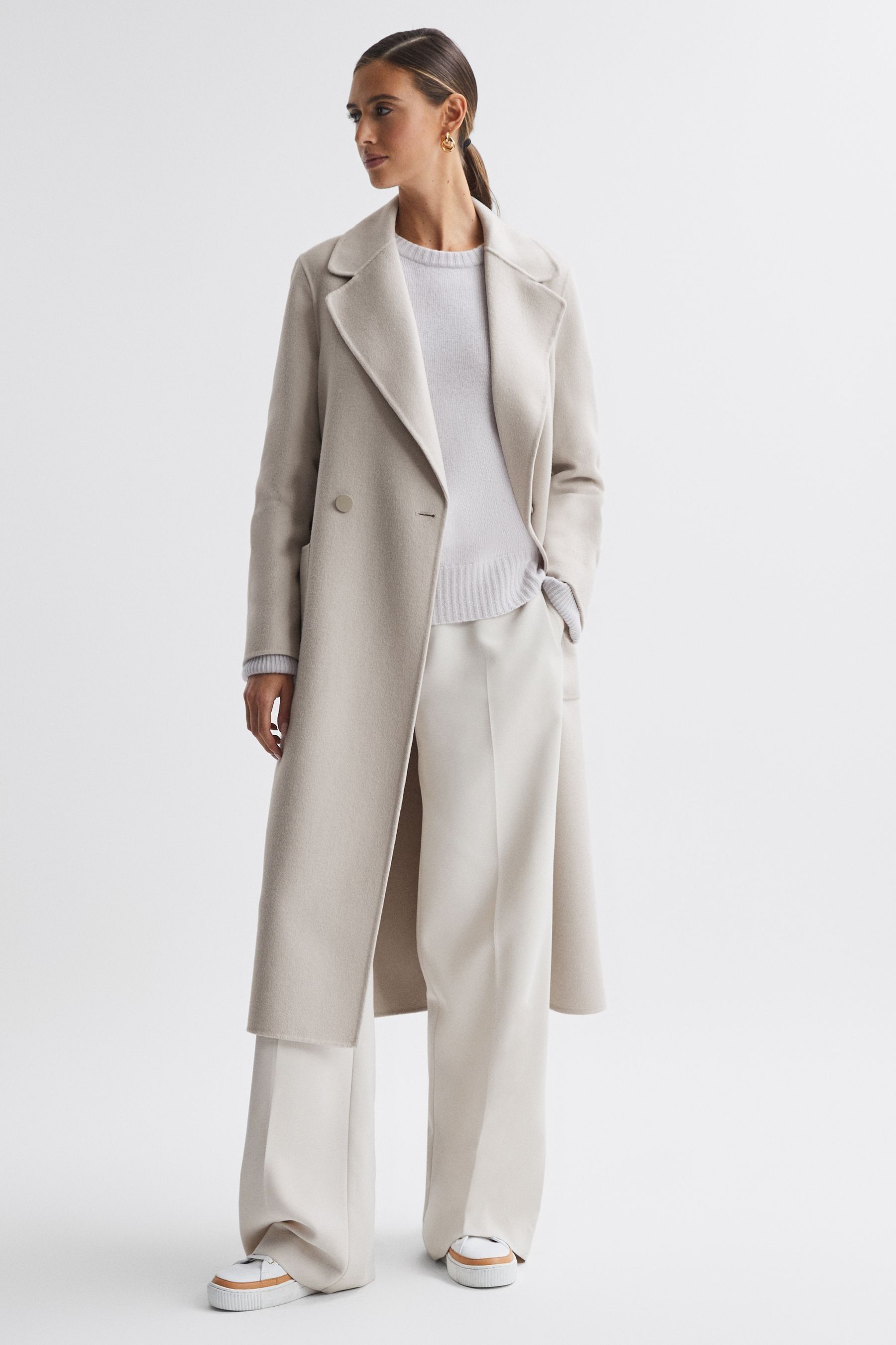 Buy Reiss Stone Lucia Long Wool Blend Blindseam Coat from Next Australia