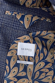 Skopes Woolf Navy Blue Check Tailored Fit Suit Jacket - Image 5 of 5