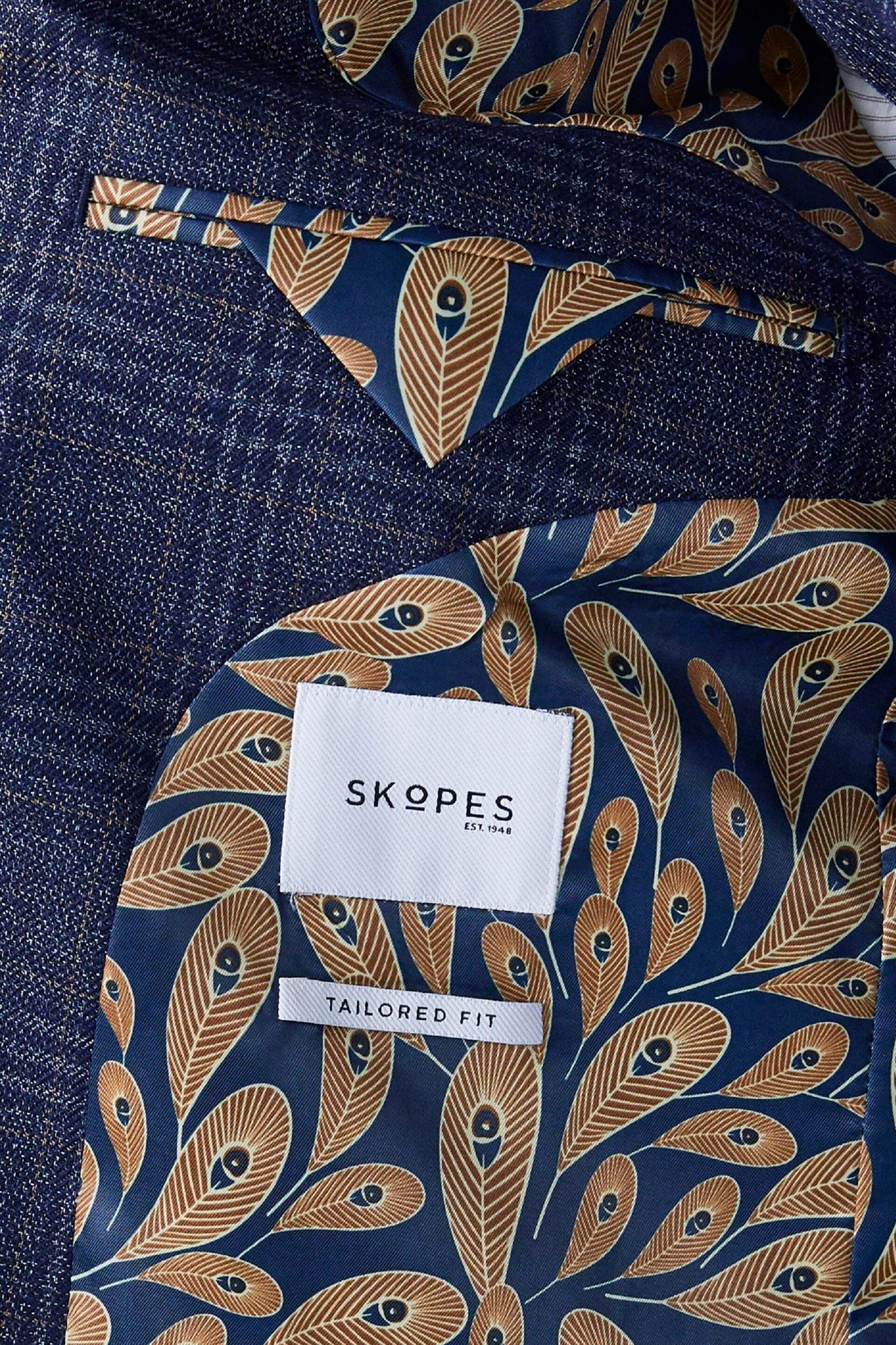 Skopes Woolf Navy Blue Check Tailored Fit Suit Jacket - Image 5 of 5