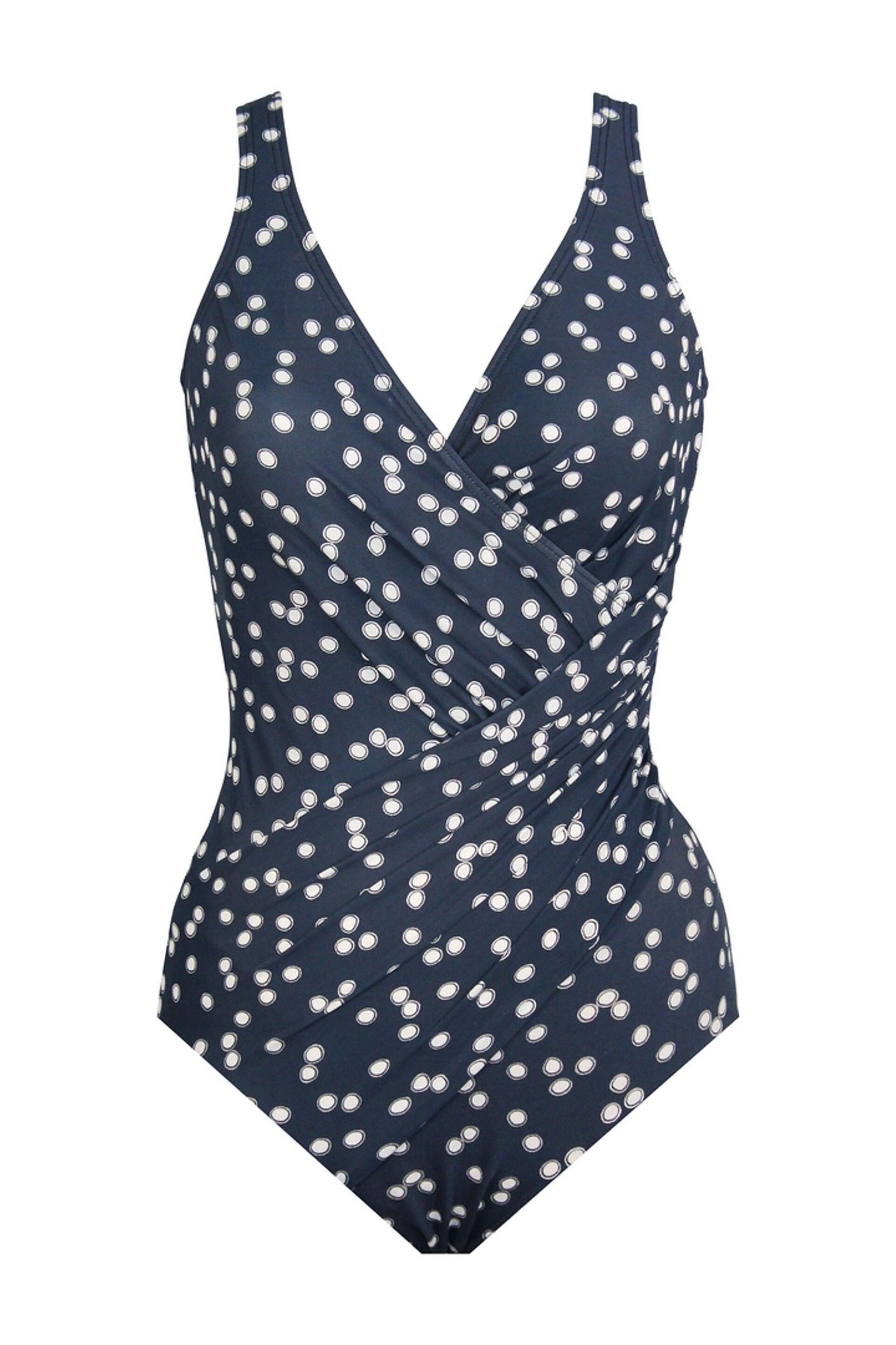 Miraclesuit Navy Tummy Control Oceanus Polka Dot Plunge Swimsuit - Image 5 of 5