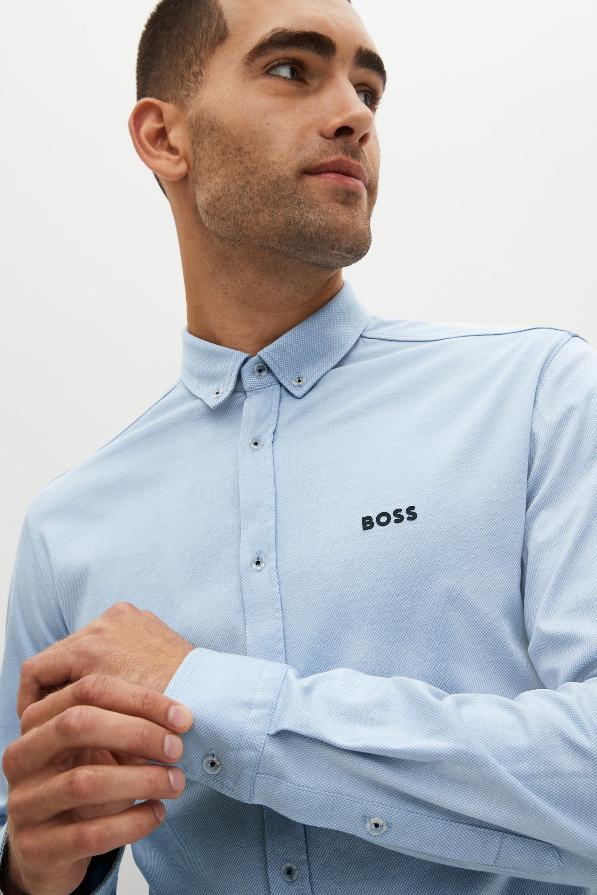 BOSS Blue Biado Long Sleeve Jersey Shirt - Image 3 of 4