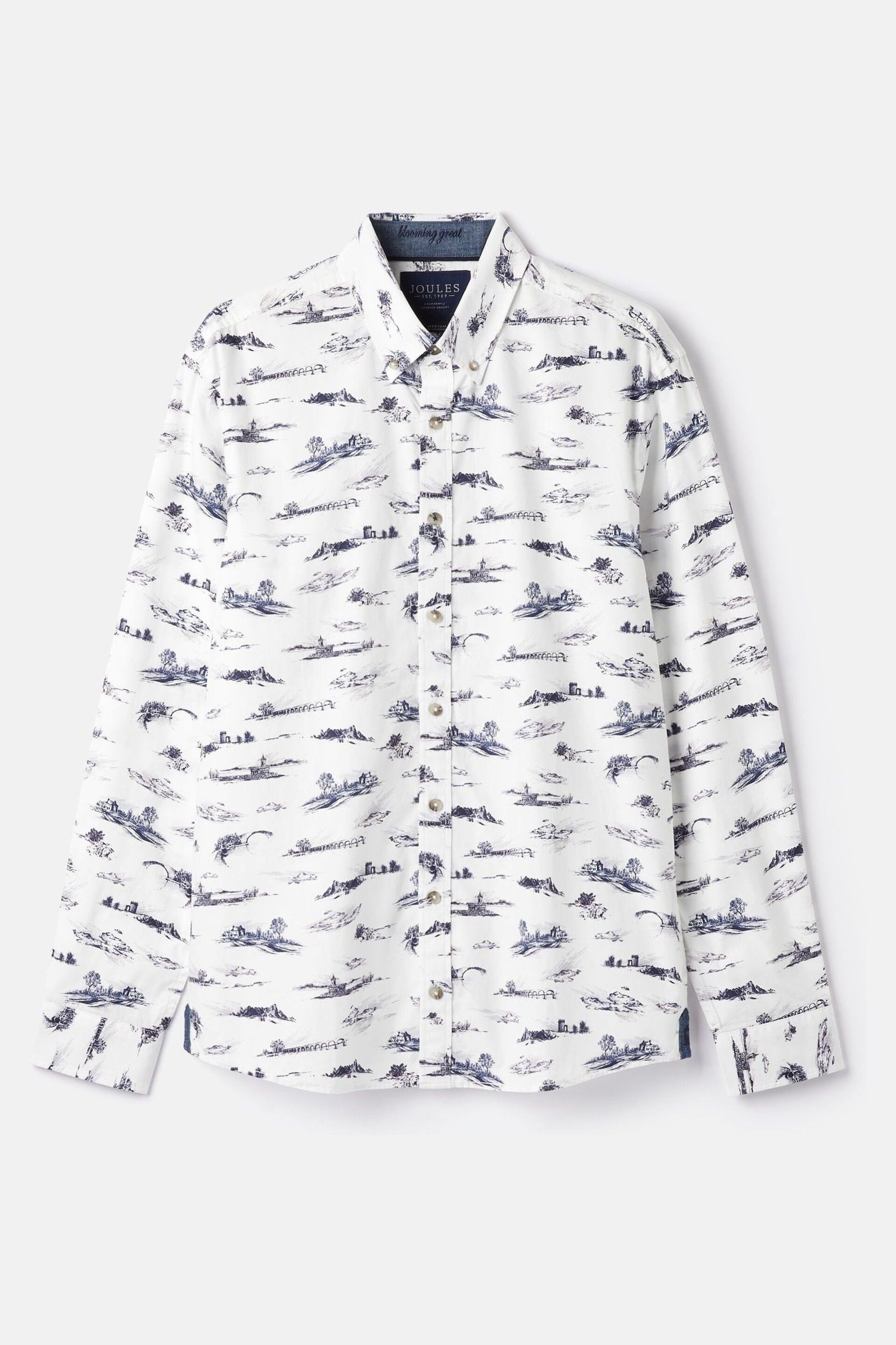 Joules Invitation White Print Cotton Shirt - Image 7 of 9