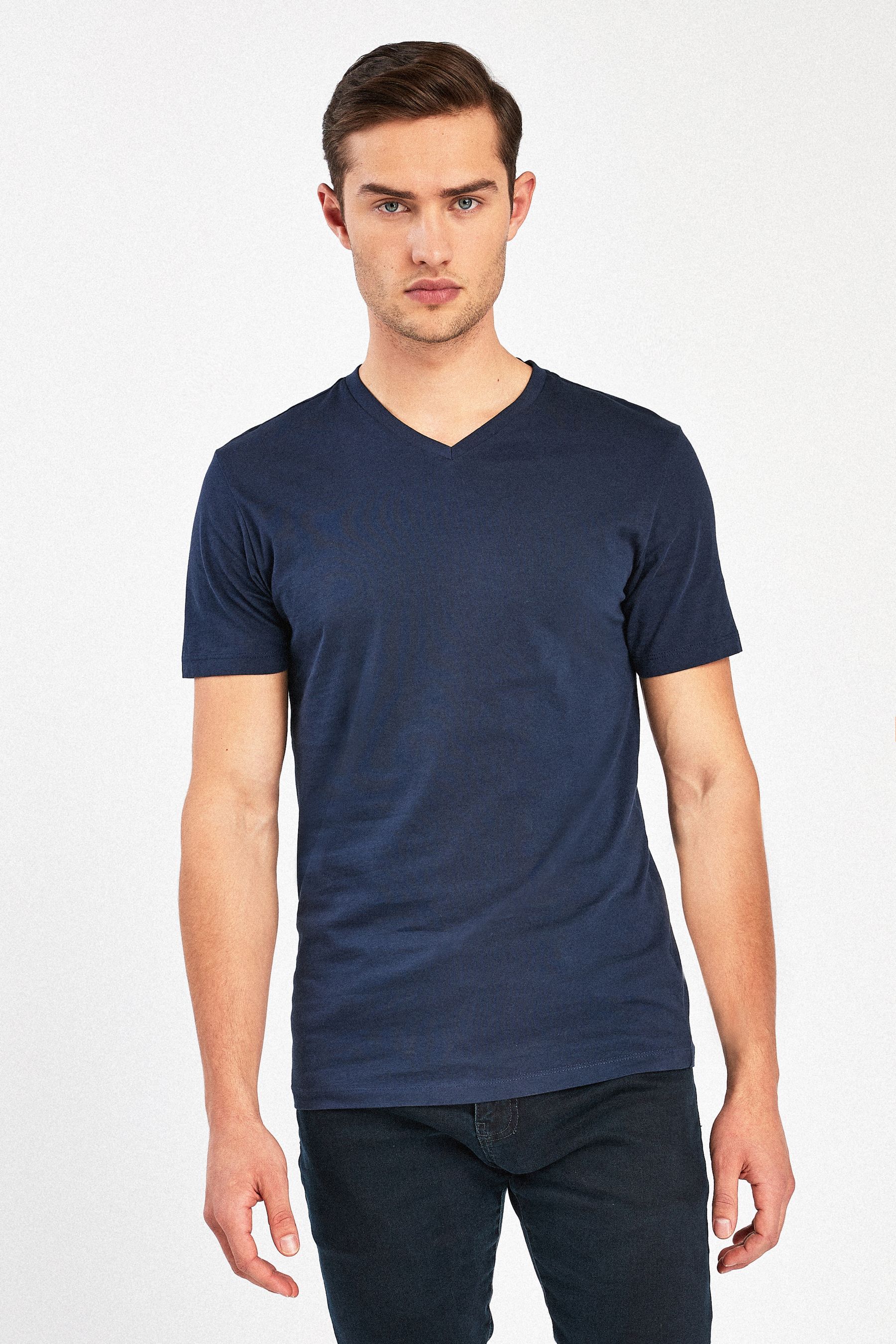 Buy Navy Blue Slim Fit 100 Cotton Essential V Neck T Shirt from Next Pakistan