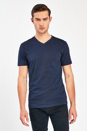 Navy Blue Slim Essential V-Neck T-Shirt - Image 1 of 4