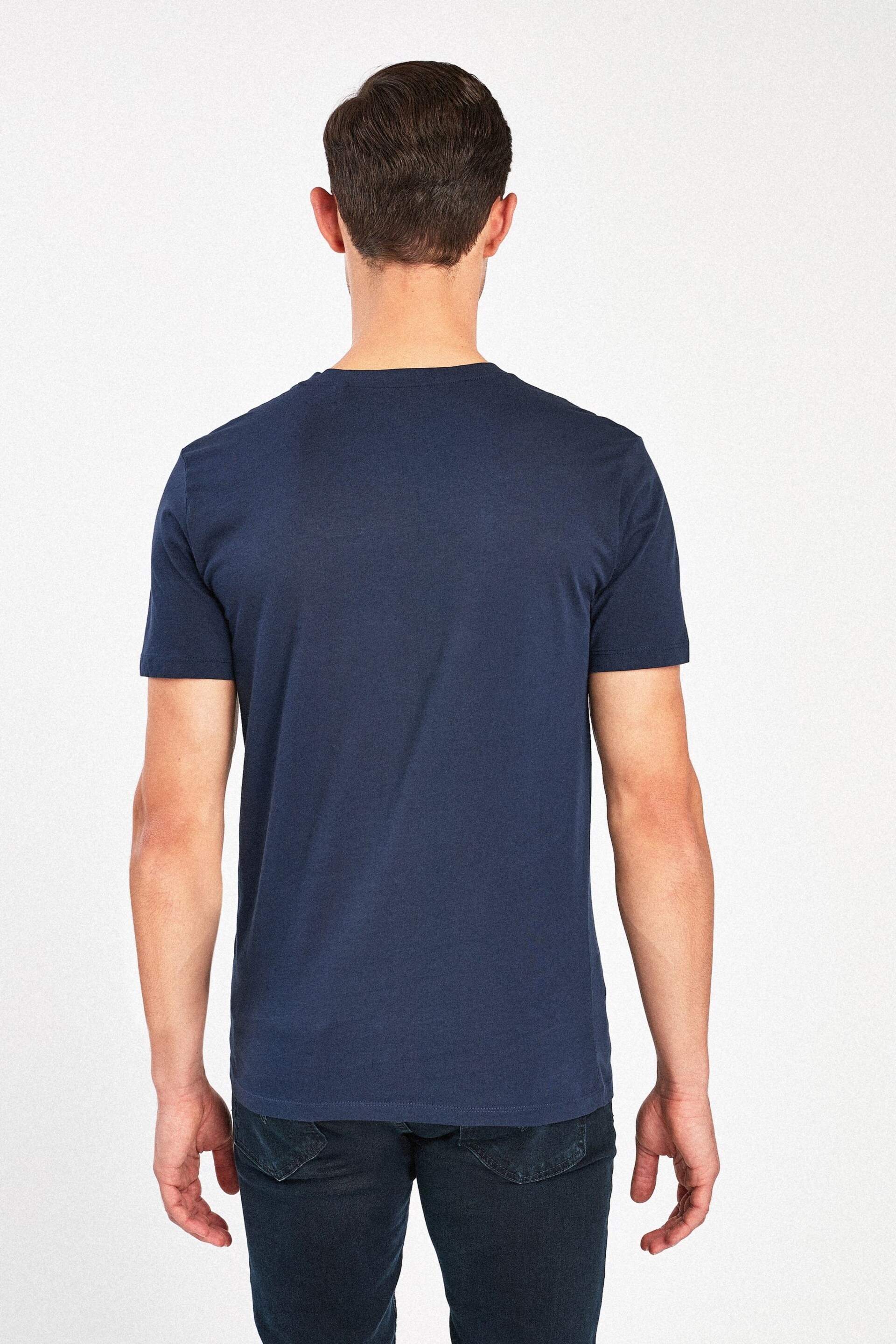 Navy Blue Slim Essential V-Neck T-Shirt - Image 2 of 4