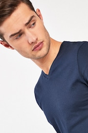 Navy Blue Slim Essential V-Neck T-Shirt - Image 3 of 4