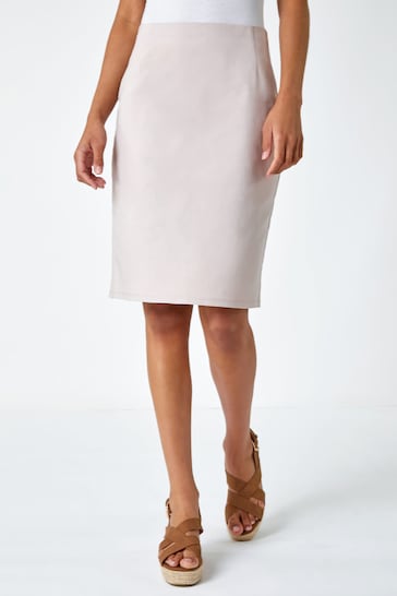 Roman Natural Pull On Stretch Pencil Skirt