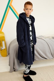 Navy Blue Fleece Dressing Gown (2-16yrs) - Image 2 of 7