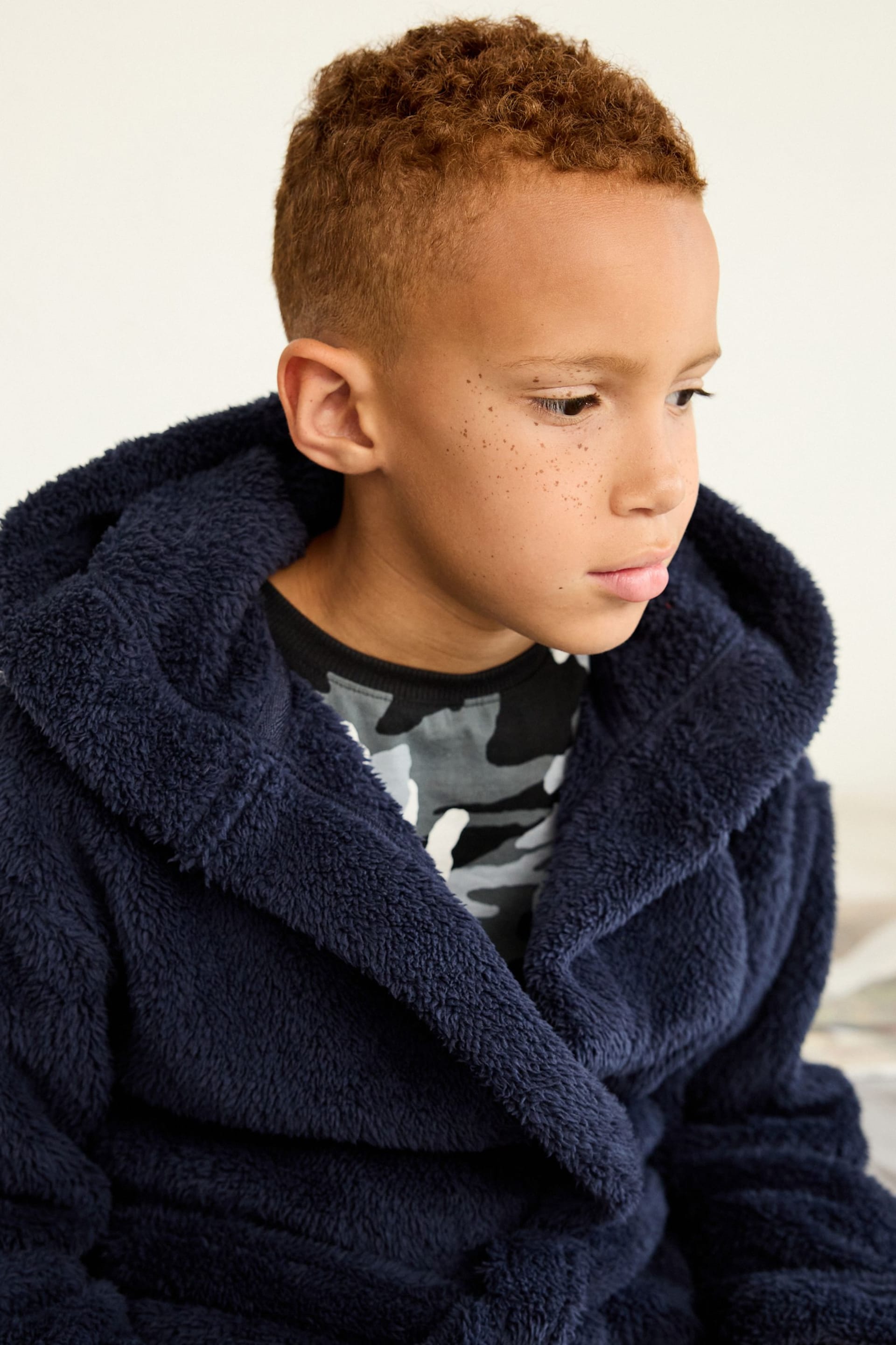 Navy Blue Fleece Dressing Gown (2-16yrs) - Image 4 of 7