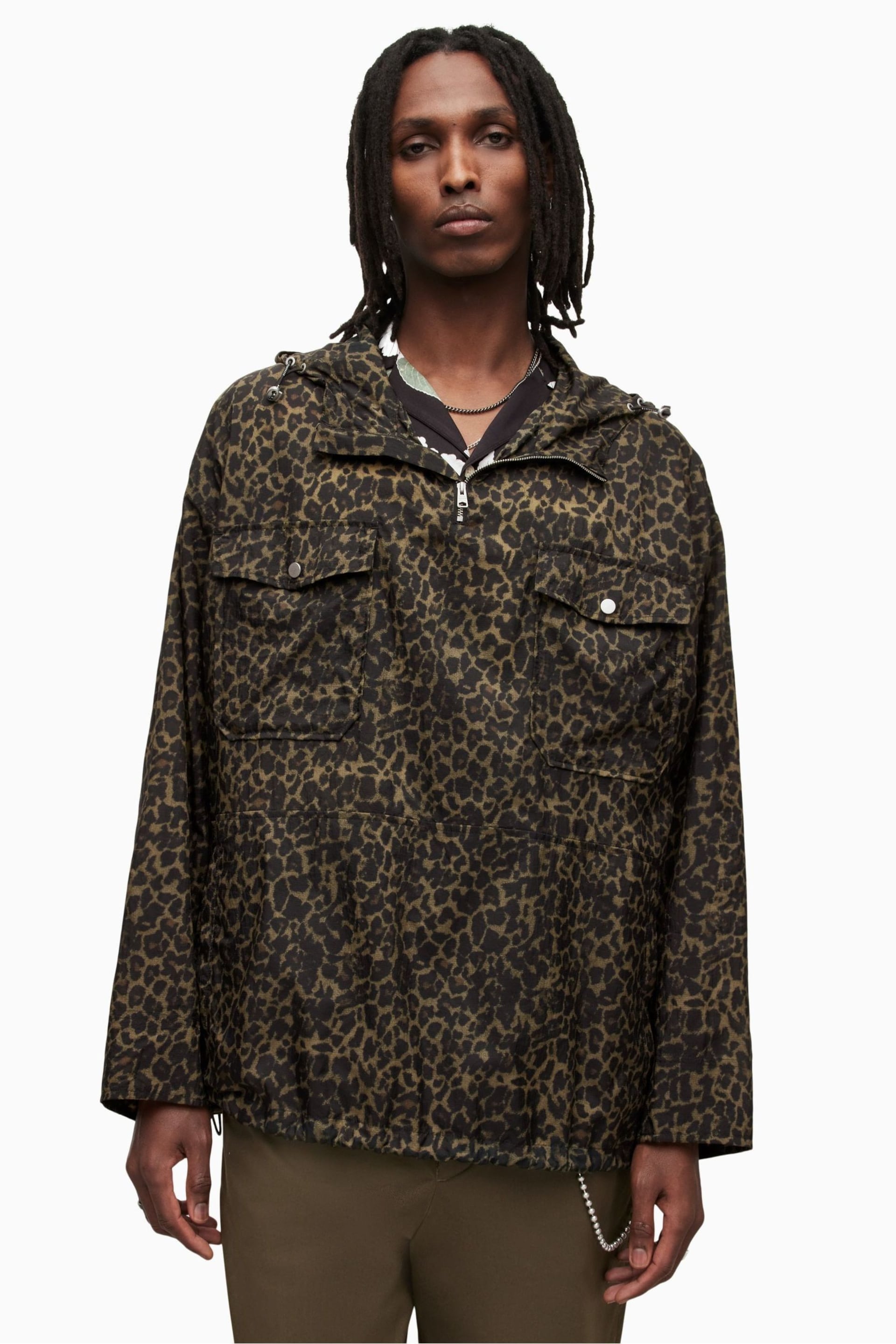 AllSaints Brown Punta Leo Jacket - Image 1 of 8