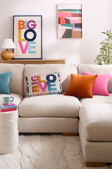 Multi Bright Big Love Cut Velvet 40 x 59cm Cushion