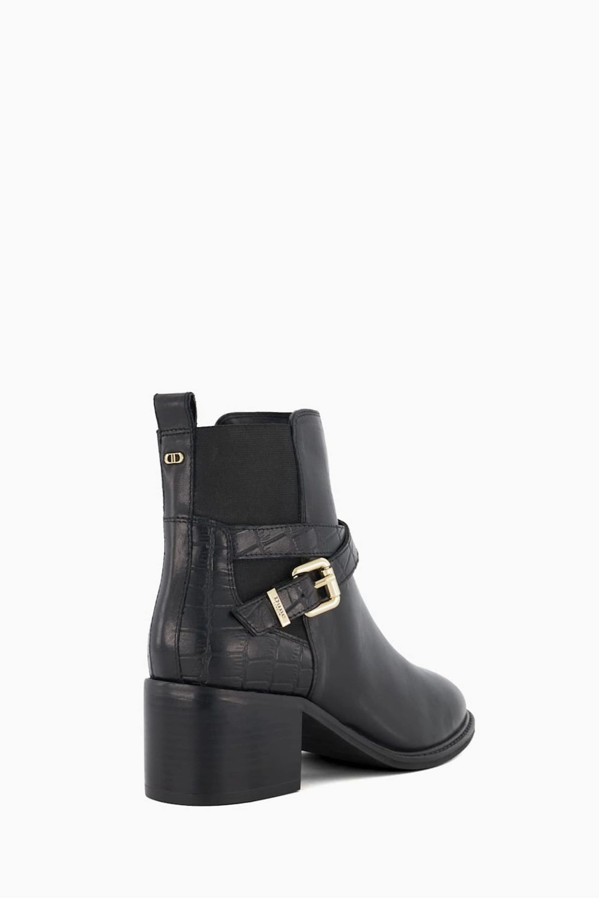 Dune London Black Pout Buckle Detail Heeled Boots - Image 3 of 5
