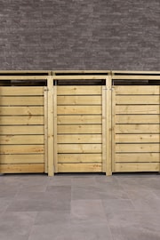 Charles Bentley Natural Wood Wooden Triple Bin Storage Unit - Image 3 of 6