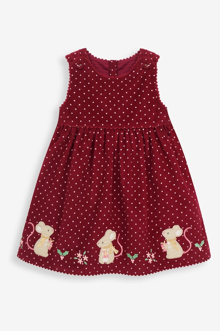 JoJo Maman Bébé Berry Pink Mouse Girls' Appliqué Cord Dress - Image 1 of 2