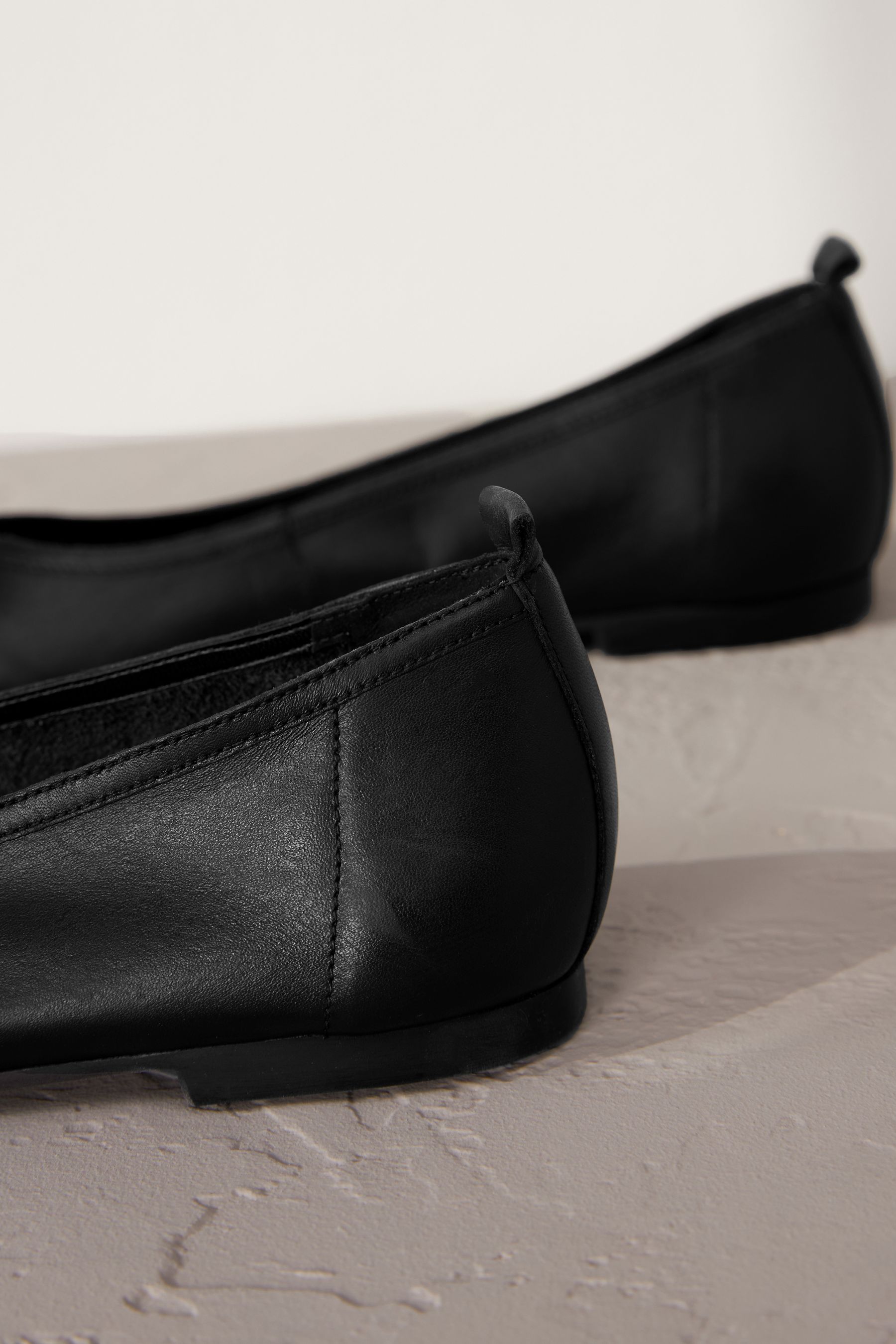 Buy Black Signature Square Toe Leather Ballerinas from Next Canada