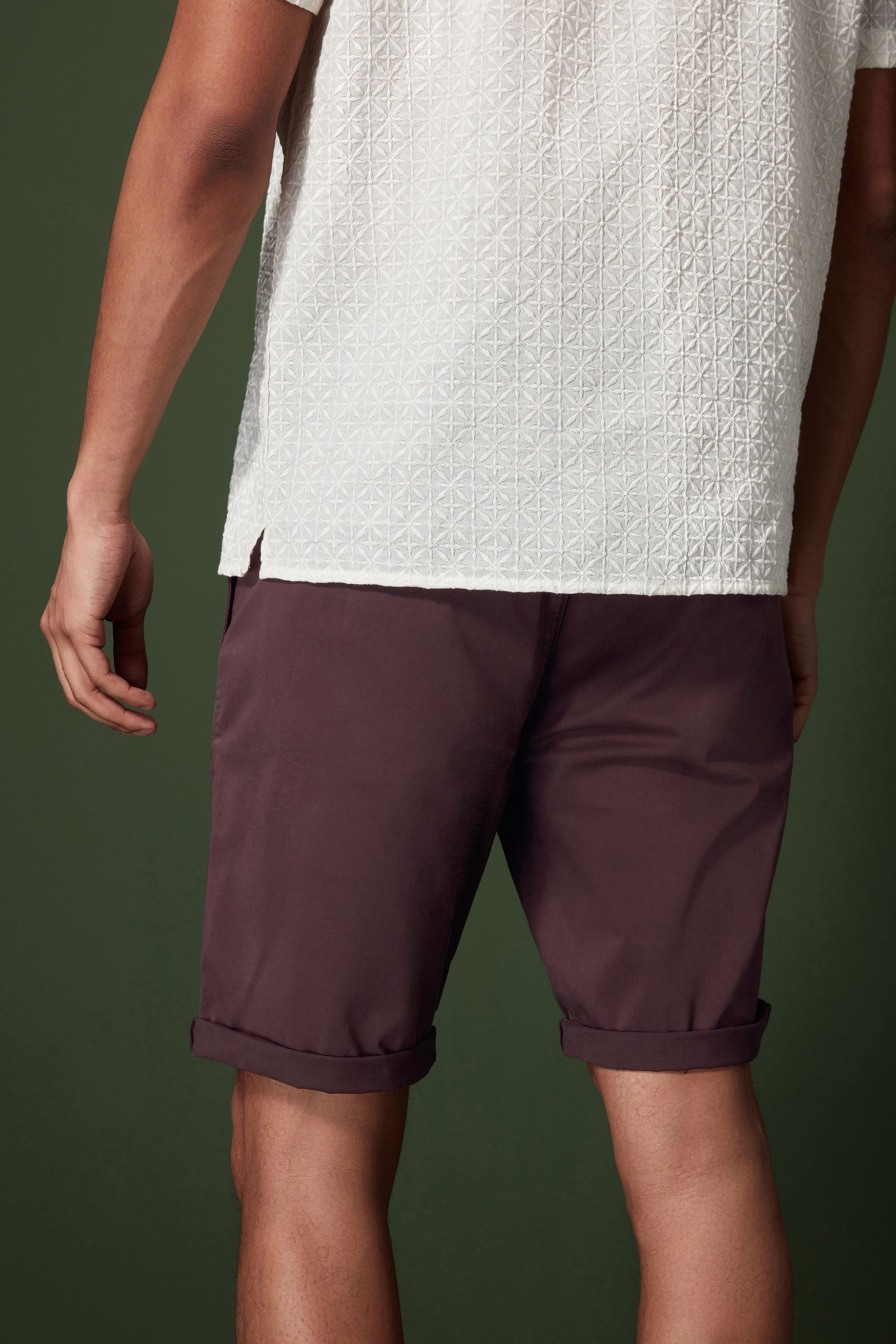Buy Burgundy Red Slim Fit Premium Laundered Stretch Chino Shorts from Next Pakistan