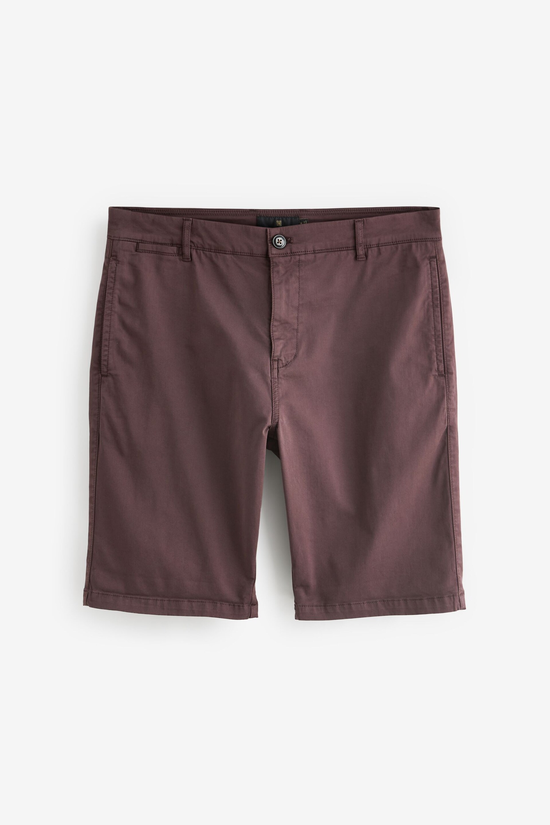 Burgundy Red Slim Fit Premium Laundered Stretch Chino Shorts - Image 6 of 9