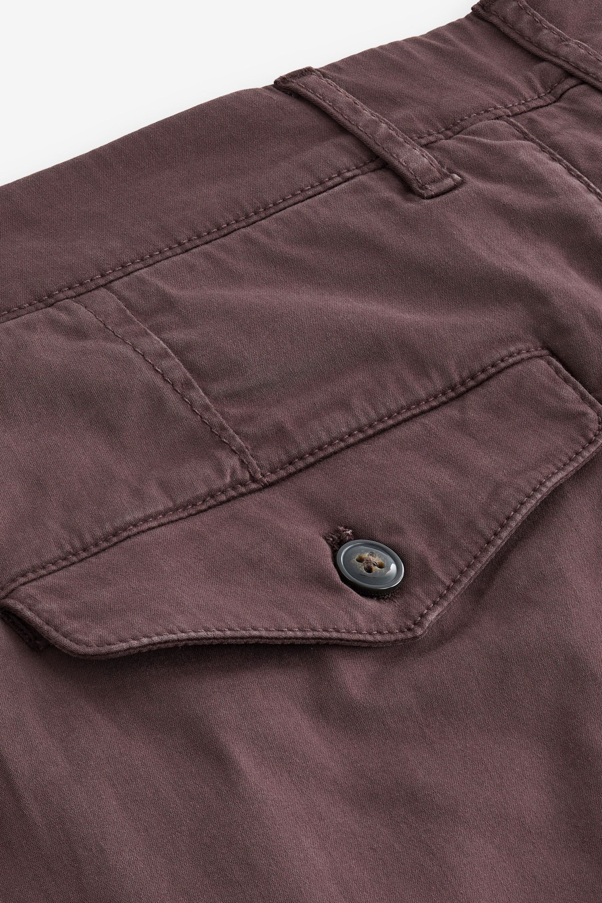 Burgundy Red Slim Fit Premium Laundered Stretch Chino Shorts - Image 8 of 9