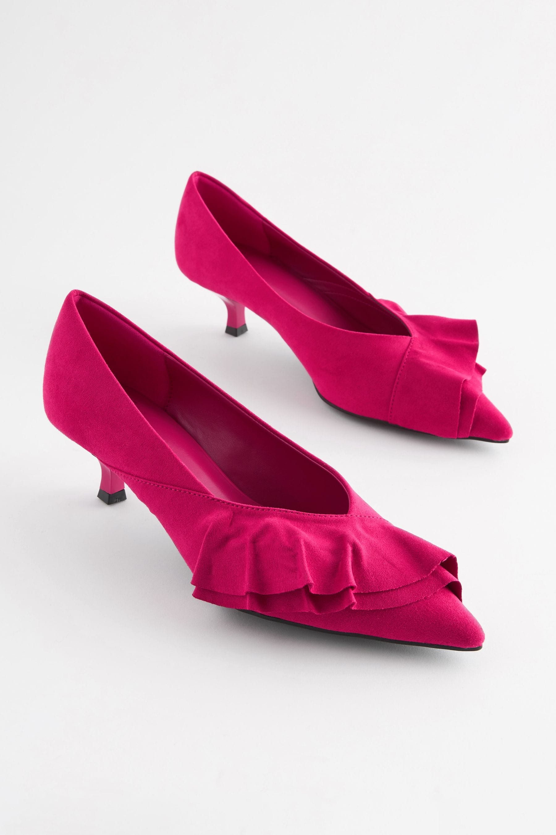 Bright pink kitten heels shop