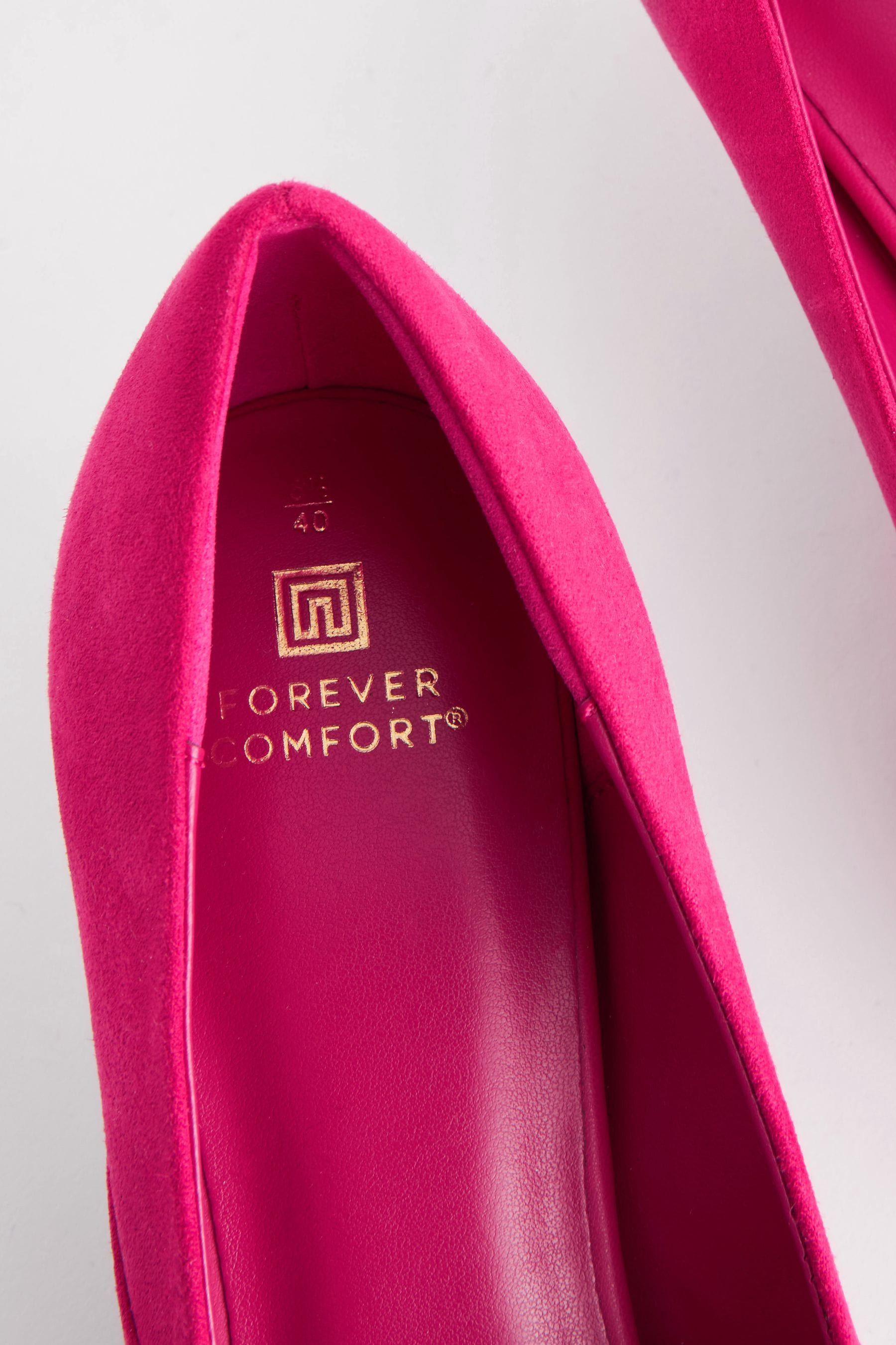 Pink Forever Comfort Ruffle Kitten Heel Court Shoes