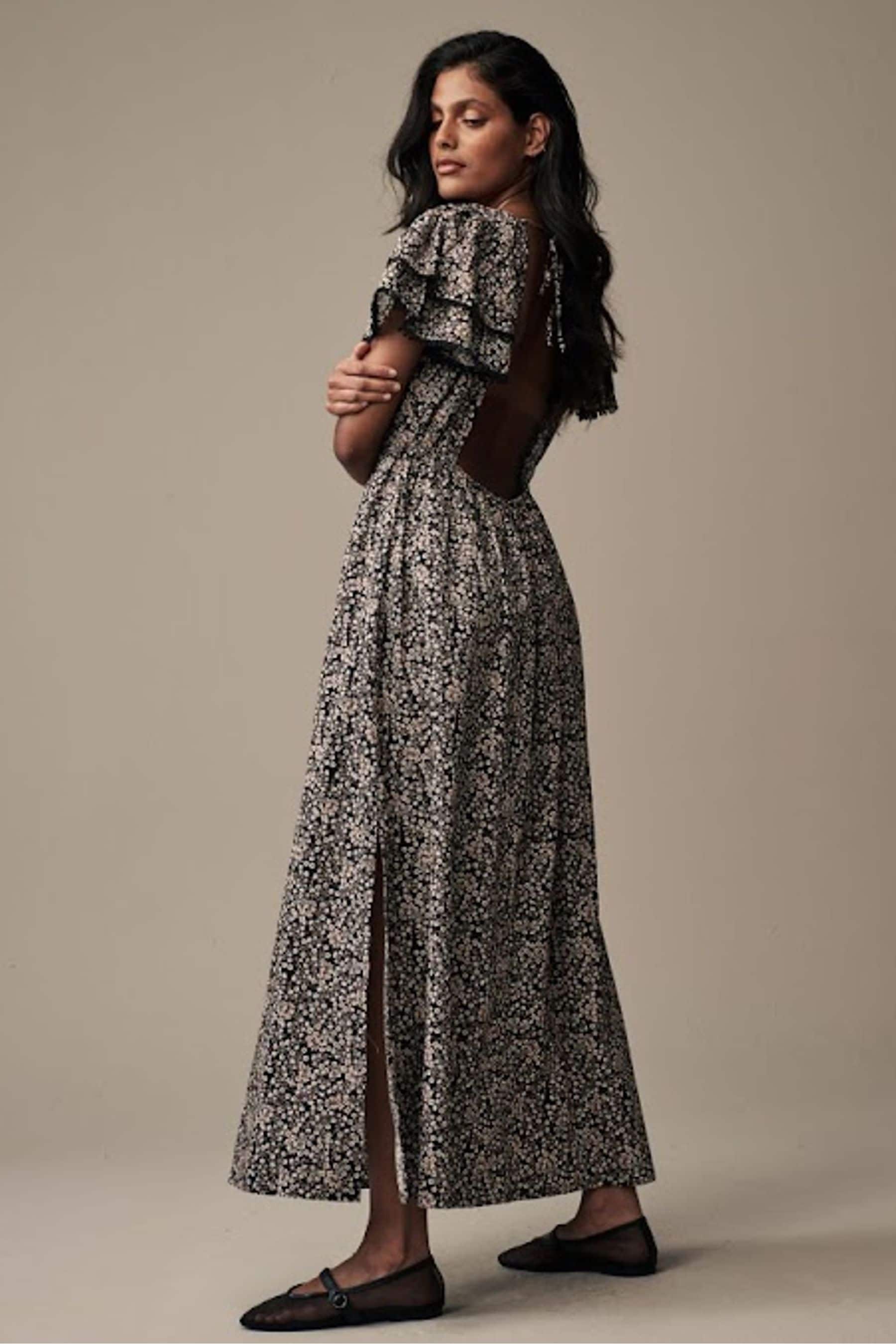 Buy Laura Ashley Black Morston Ditsy Backless Maxi Dress from the Next UK online shop