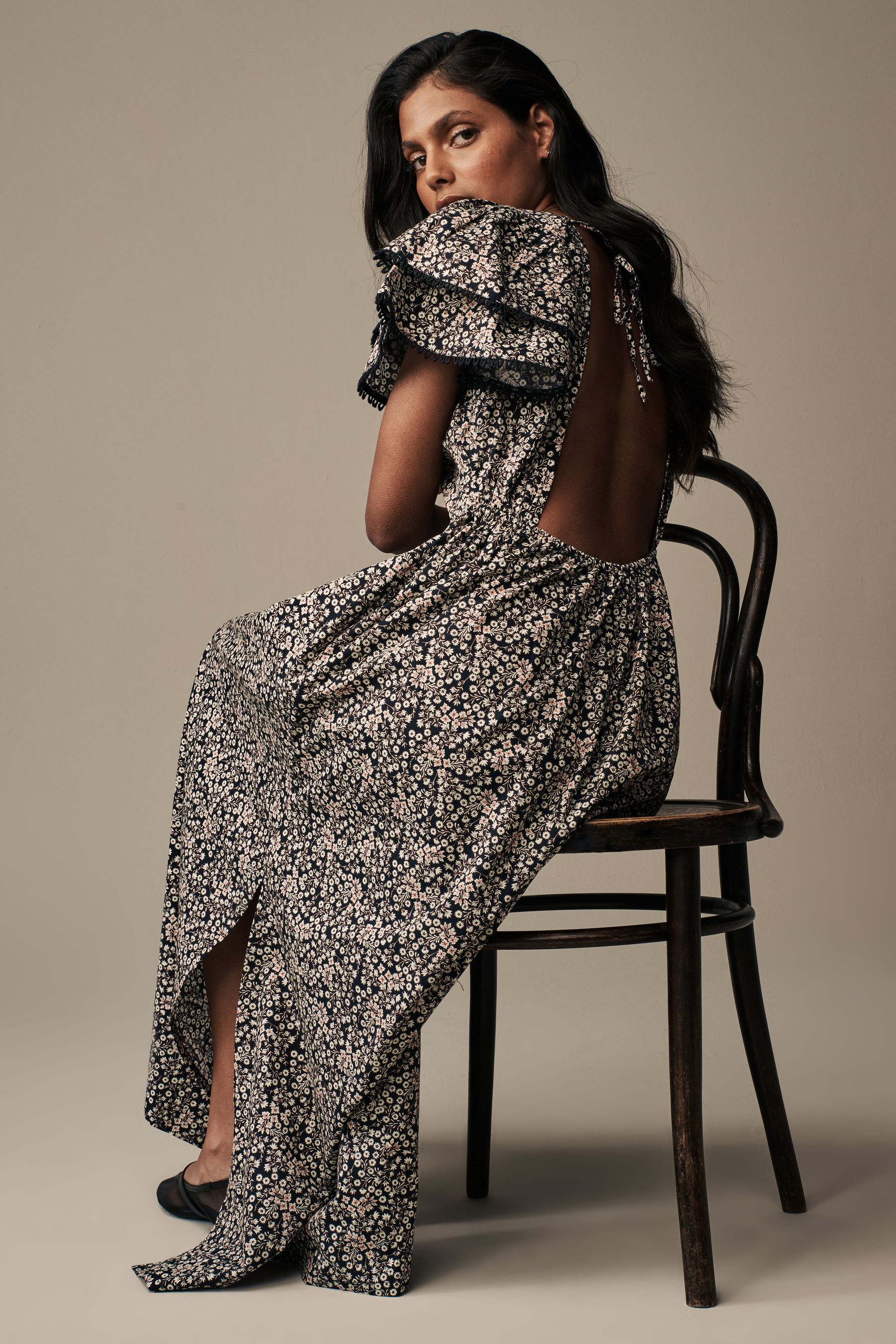 Buy Laura Ashley Black Morston Ditsy Backless Maxi Dress from the Next UK online shop