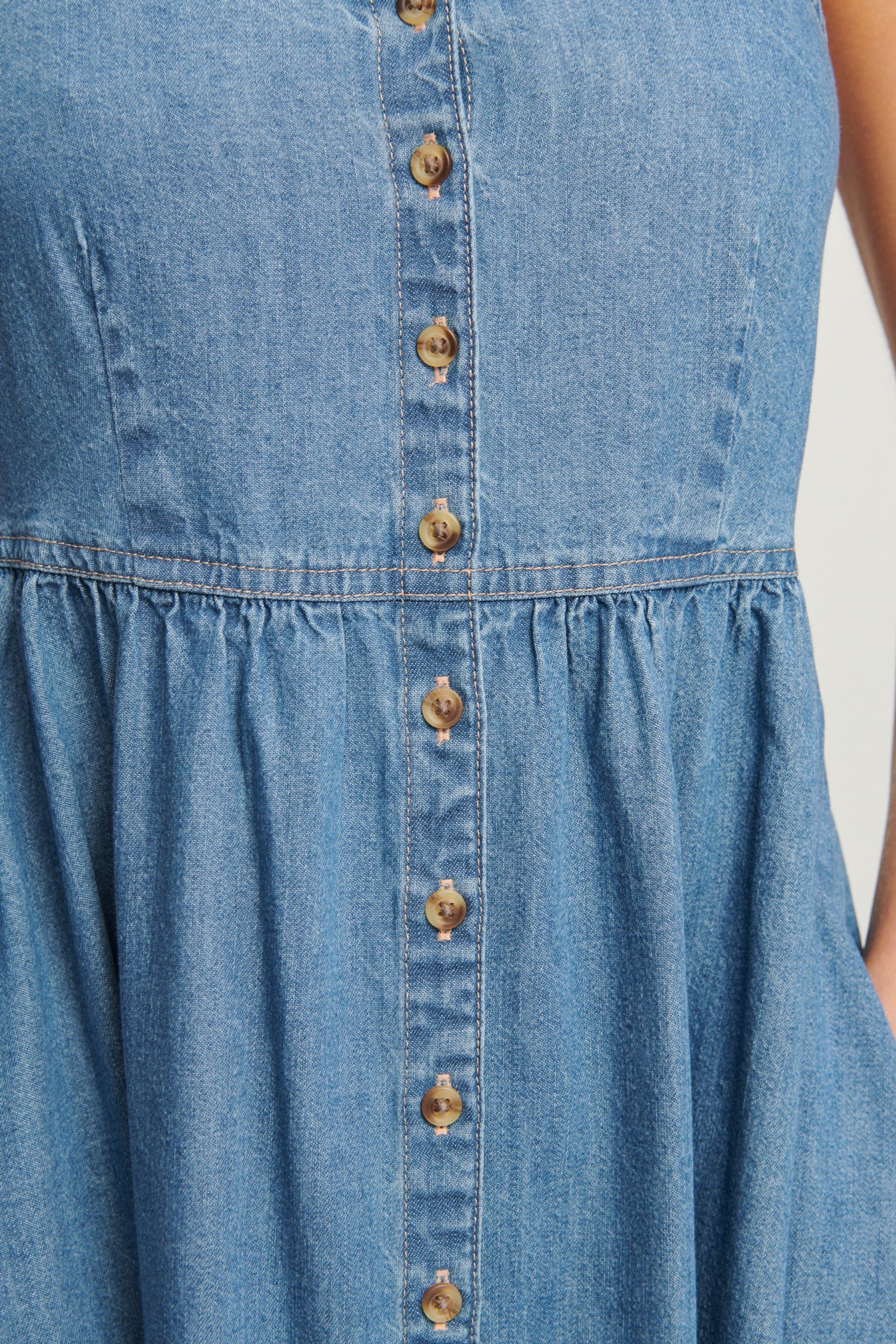 Mid Blue Button Through Midi Summer Dress - Image 4 of 6