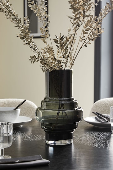 Black Ornamental Shaped Glass Vase