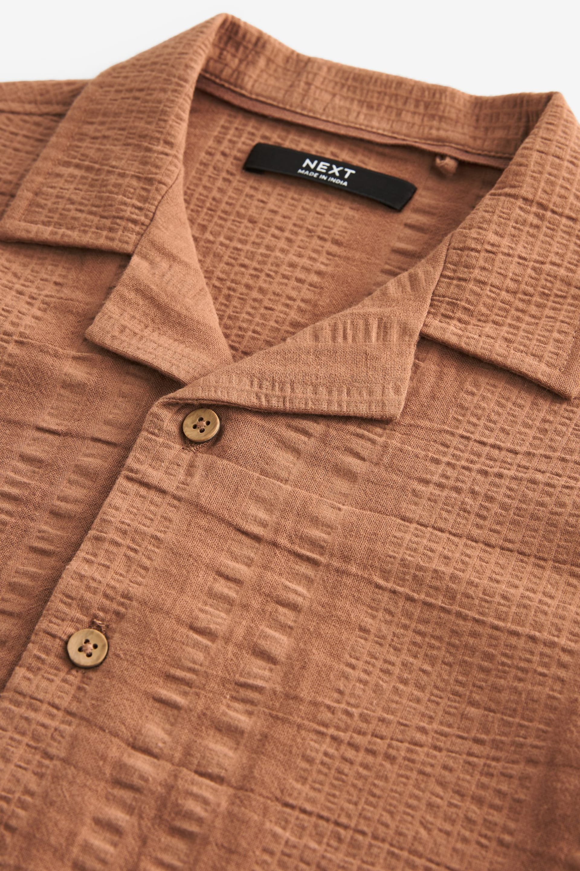 Rust Brown Short Sleeves Textured Shirt (3-16yrs) - Image 1 of 3