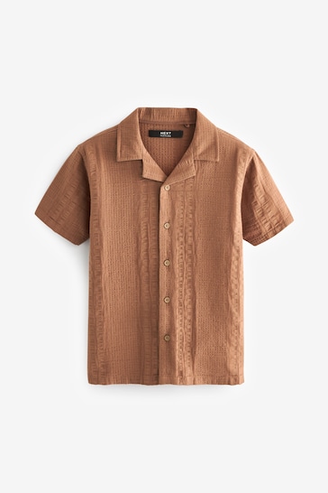 Rust Brown Short Sleeves Textured Shirt (3-16yrs)