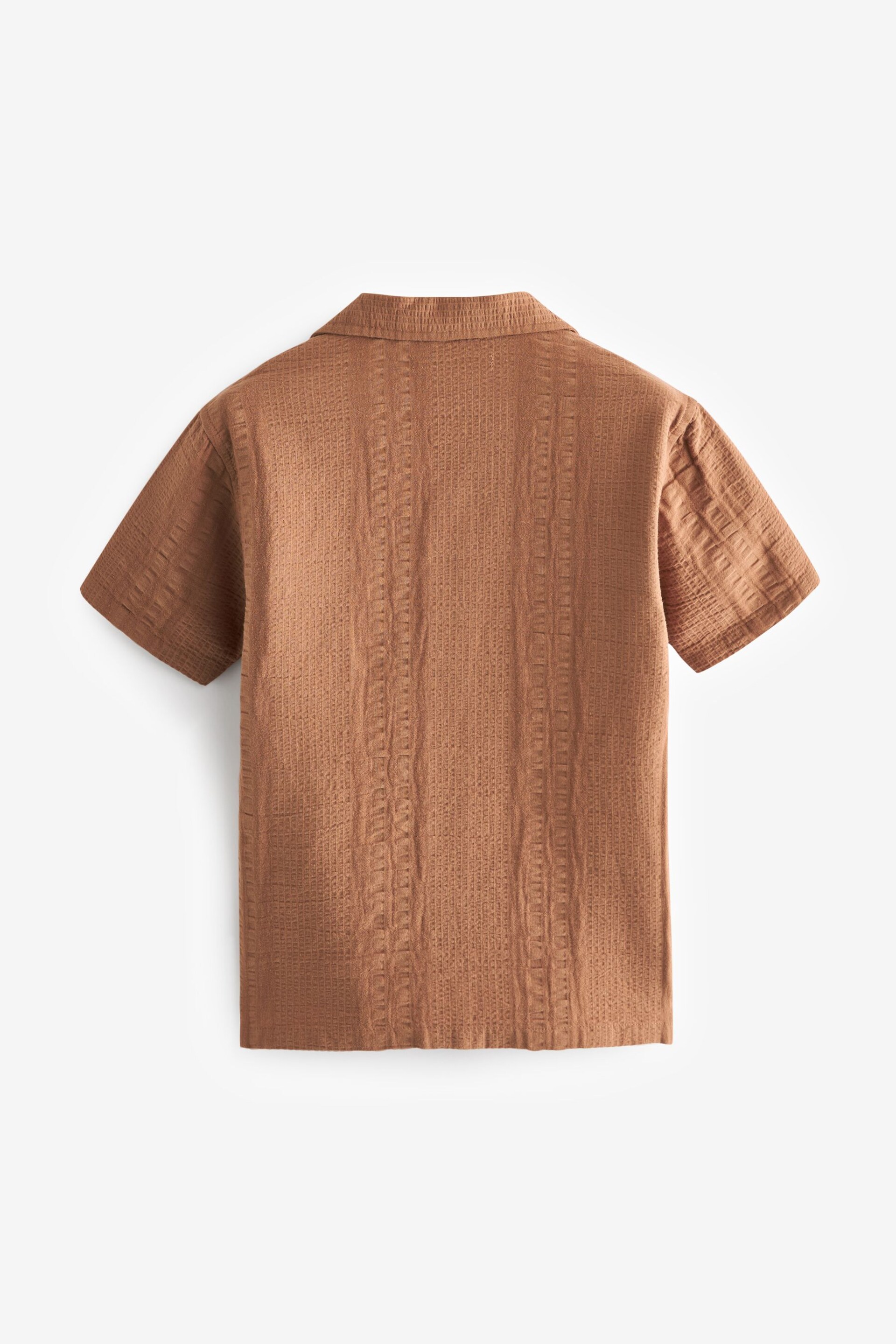 Rust Brown Short Sleeves Textured Shirt (3-16yrs) - Image 3 of 3