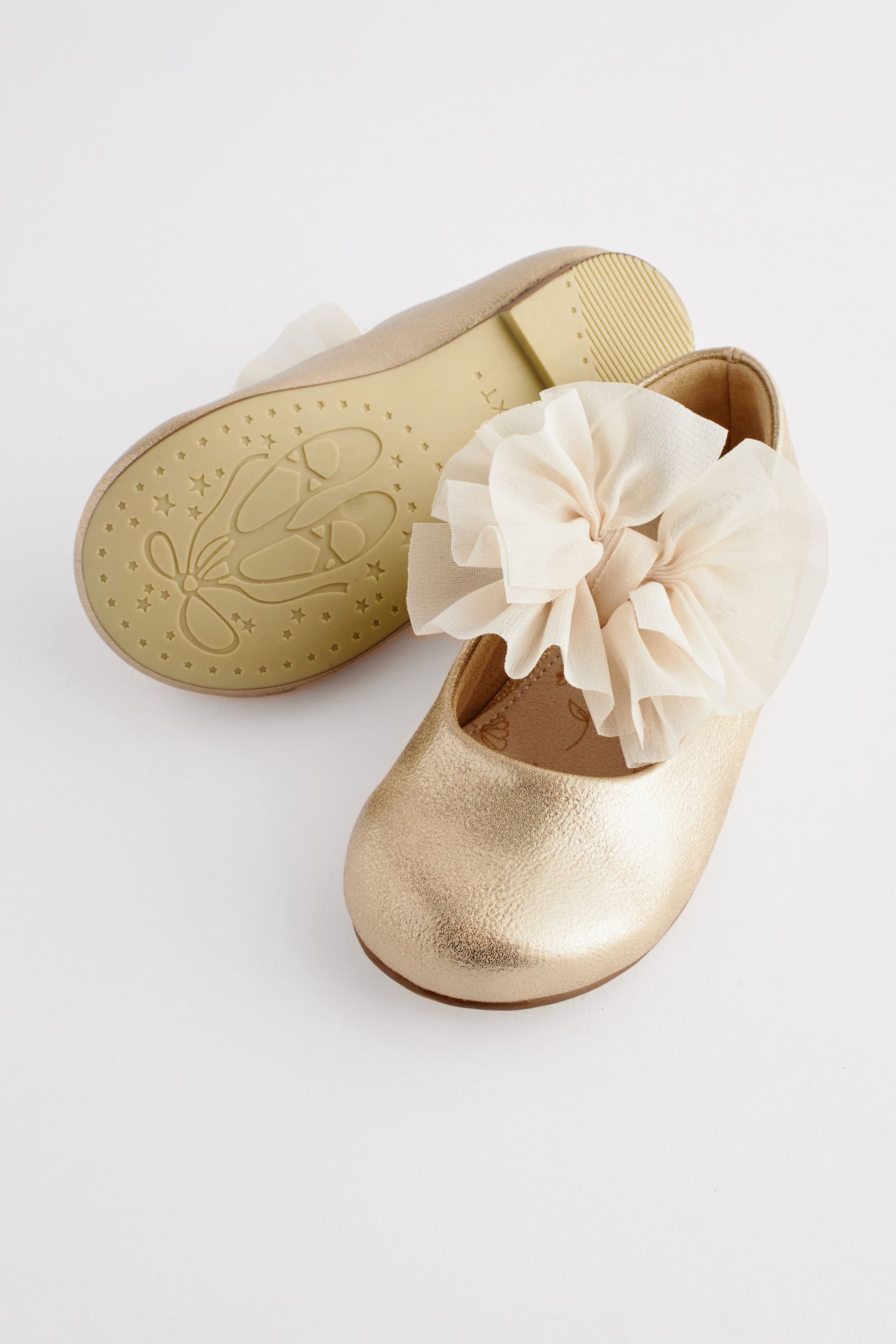 Gold Wide Fit (G) Mary Jane Bridesmaid Bow Occasion Shoes - Image 3 of 6
