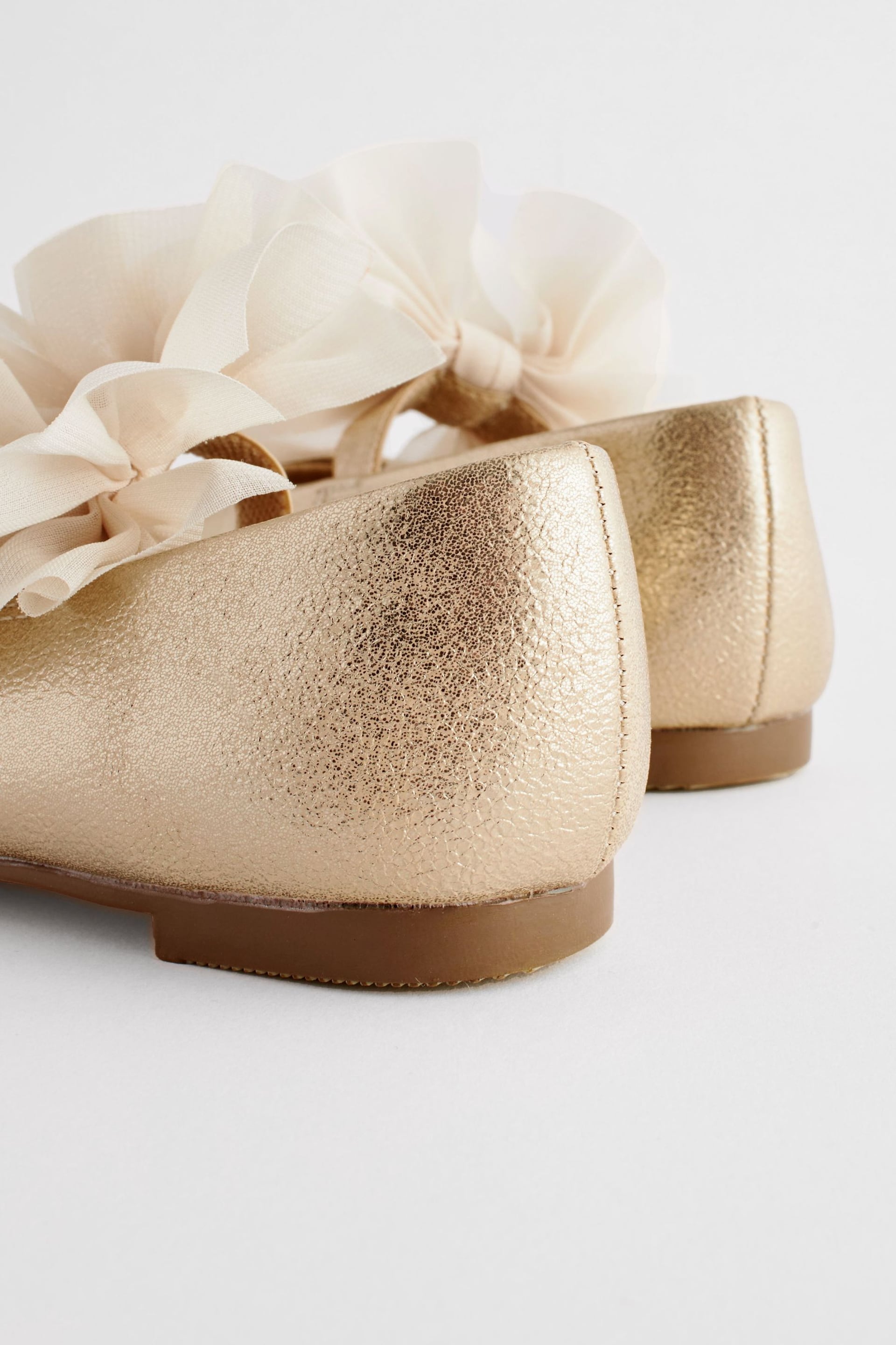Gold Wide Fit (G) Mary Jane Bridesmaid Bow Occasion Shoes - Image 6 of 6