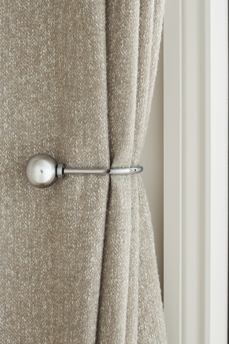 Set of 2 Chrome Ball Curtain Holdbacks - Image 1 of 3