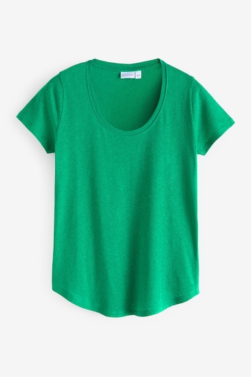 Celtic & Co. Green Linen/Cotton Scoop Neck T-Shirt