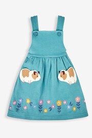 JoJo Maman Bébé Duck Egg Green Guinea Pig Girls' 2-Piece Appliqué Pinafore Dress & Top Set - Image 2 of 6