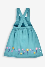 JoJo Maman Bébé Duck Egg Green Guinea Pig Girls' 2-Piece Appliqué Pinafore Dress & Top Set - Image 3 of 6