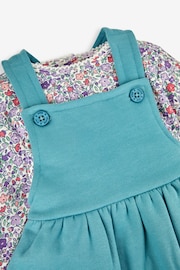 JoJo Maman Bébé Duck Egg Green Guinea Pig Girls' 2-Piece Appliqué Pinafore Dress & Top Set - Image 5 of 6