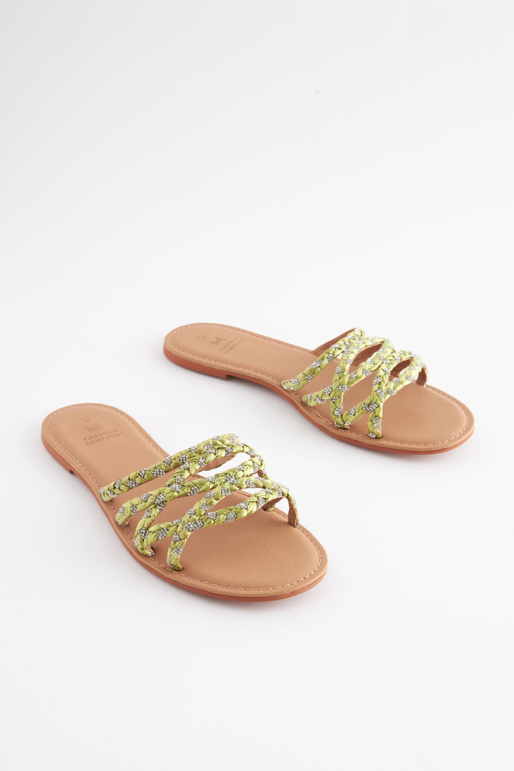 Buy Lime Green Forever Comfort Raffia Jewelled Mules from the Next UK online shop