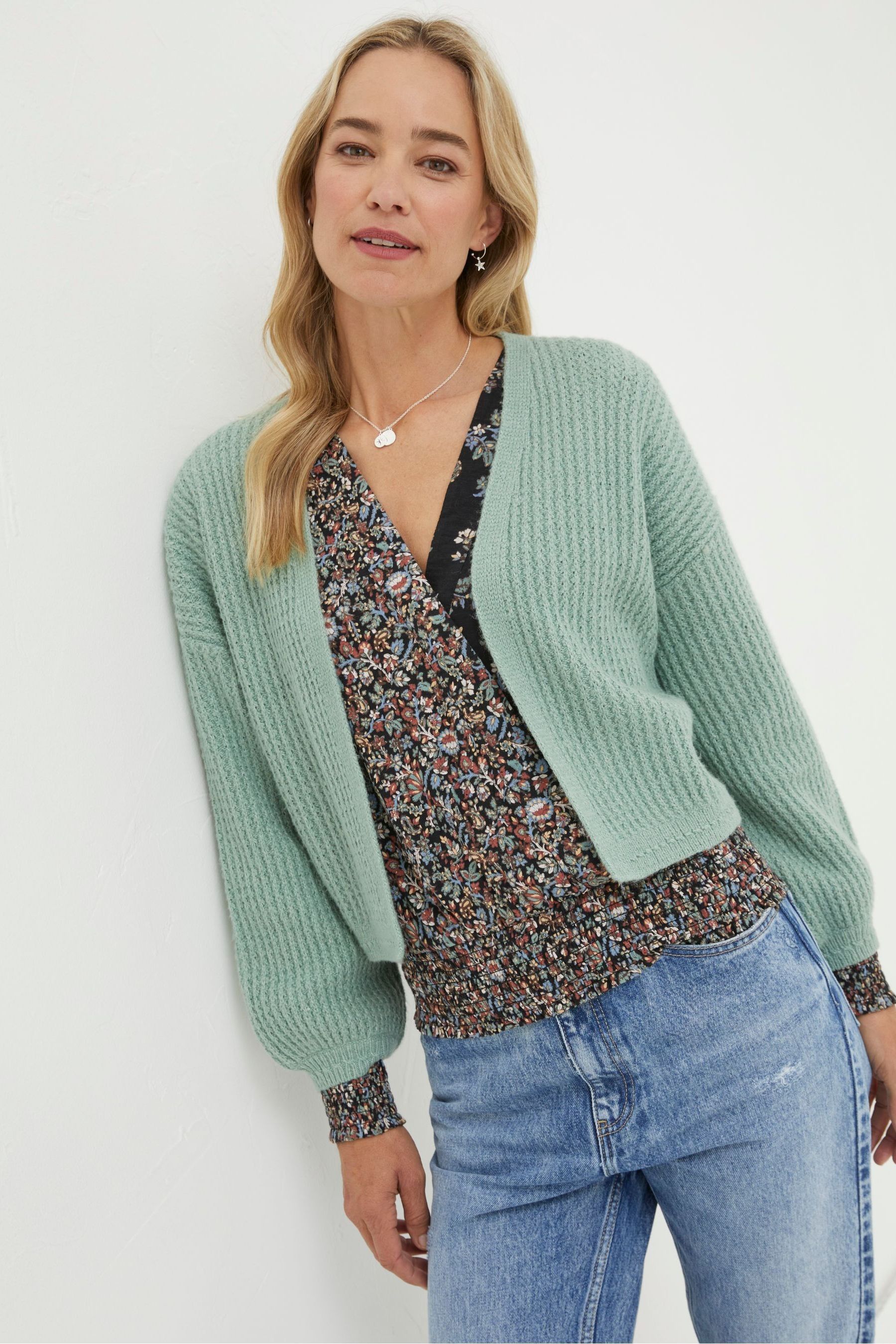 Buy FatFace Green Anna Short Cardigan from Next Luxembourg