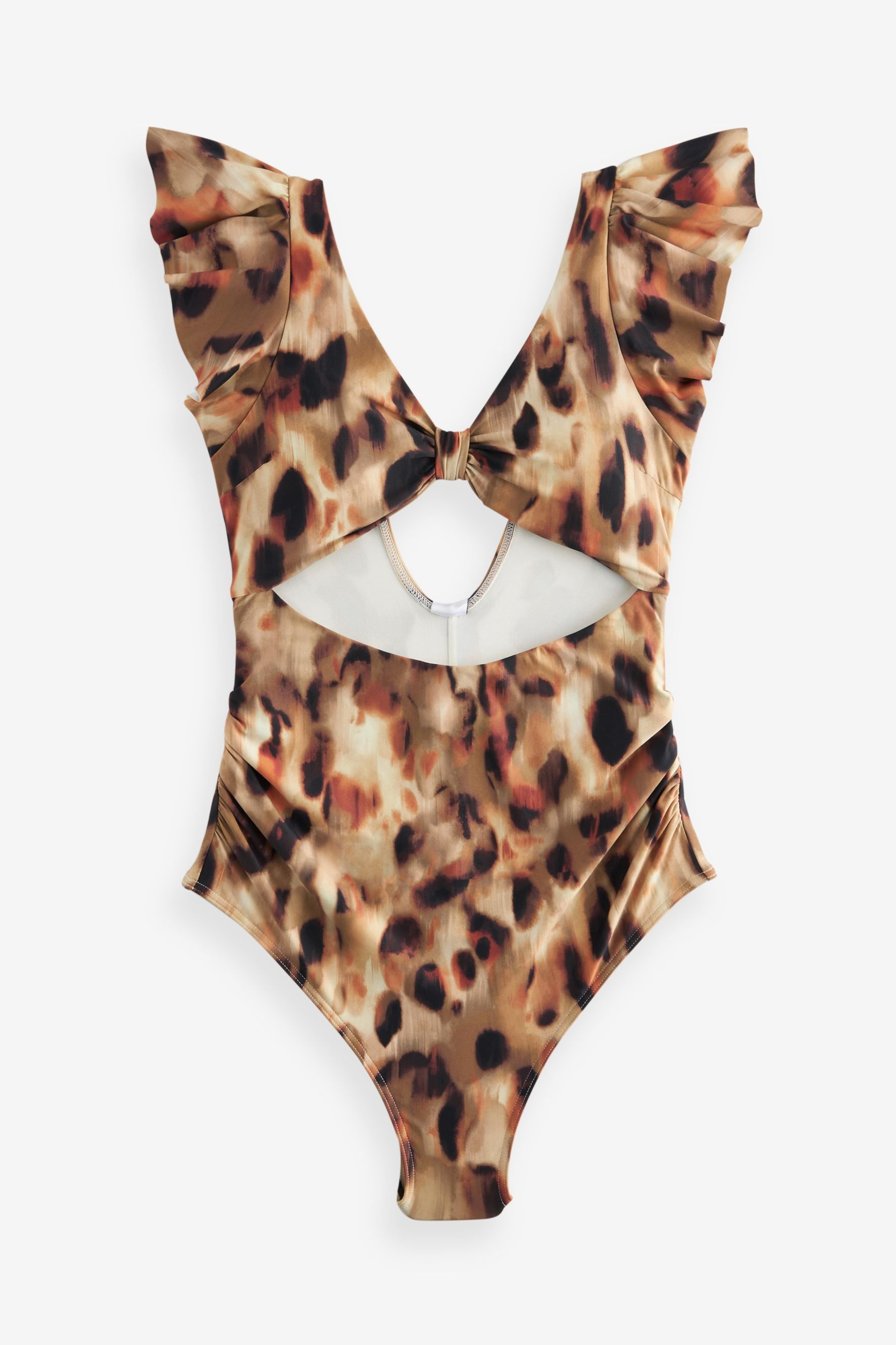 Leopard Print Maternity Cutout Frill Sleeve Swimsuit - Image 6 of 6